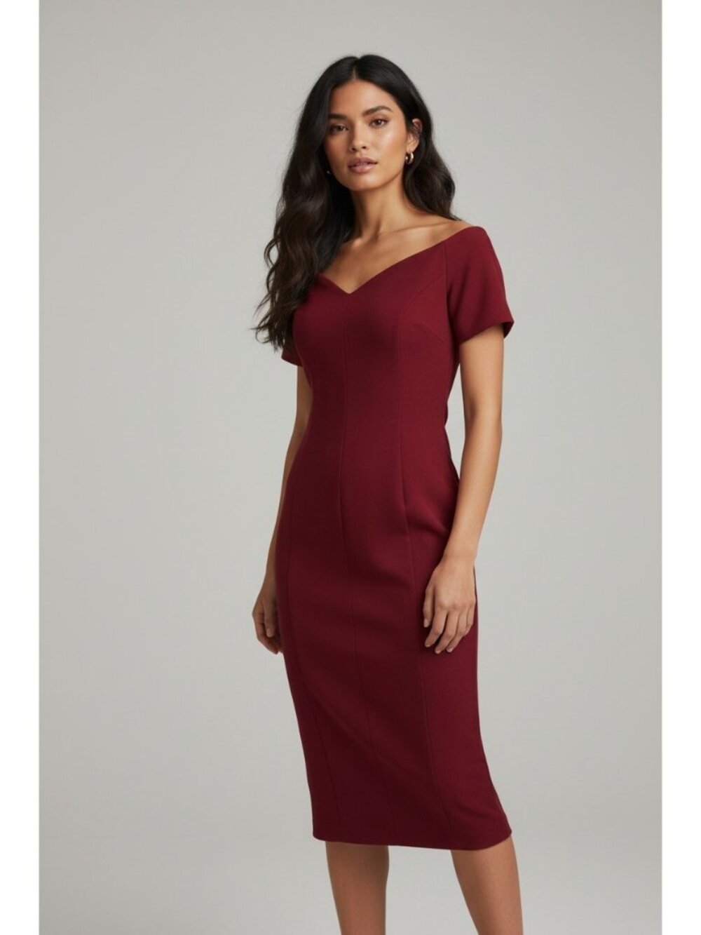 Cinq a Sept Sheath Dress Size 4 Burgundy Cold Shoulder Cocktail Elegant Formal